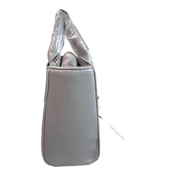 NWT Valentino Orlandi Tote bag Light Grey Quilted Gold Charms Wide Detach Strap - Picture 11 of 13